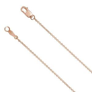 1mm 14k Rose Gold Solid Cable Chain Lobster Clasp 16 Inch Necklace